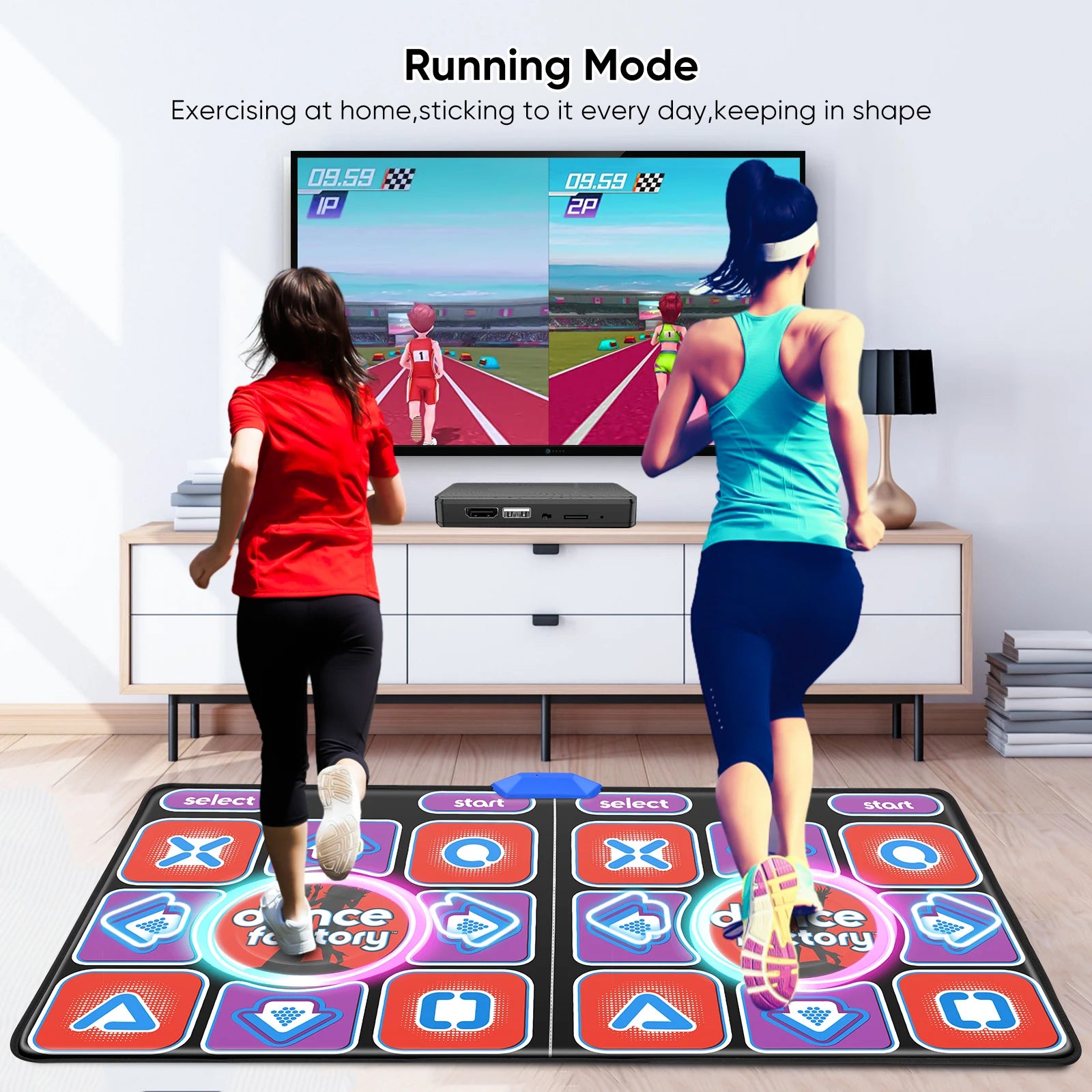 HDMI Double Dance Mat Yoga Fitness Dance Games With MV/3D/Cartoon Dance Mode, Self-Update Non-Slip Wireless Double Dance Pad Main image