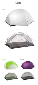 Naturehike Mongar UL 2 Tent 2 Person Backpacking Tent 20D Ultralight Travel Tent Waterproof Hiking Survival Outdoor Camping Tent