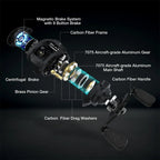 Piscifun Carbon XCS Baitcaster Reel 8kg Drag 156g Baitcasting Fishing Reel 8.1:1 Gear Ratio Dual Brake System Frame Casting Reel