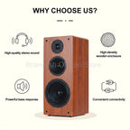 High Power Passive Speakers 8 Inch Floor Standing 3 Way Home Audio System 90dB Sensitivity Wooden Hifi Speakers A Pair