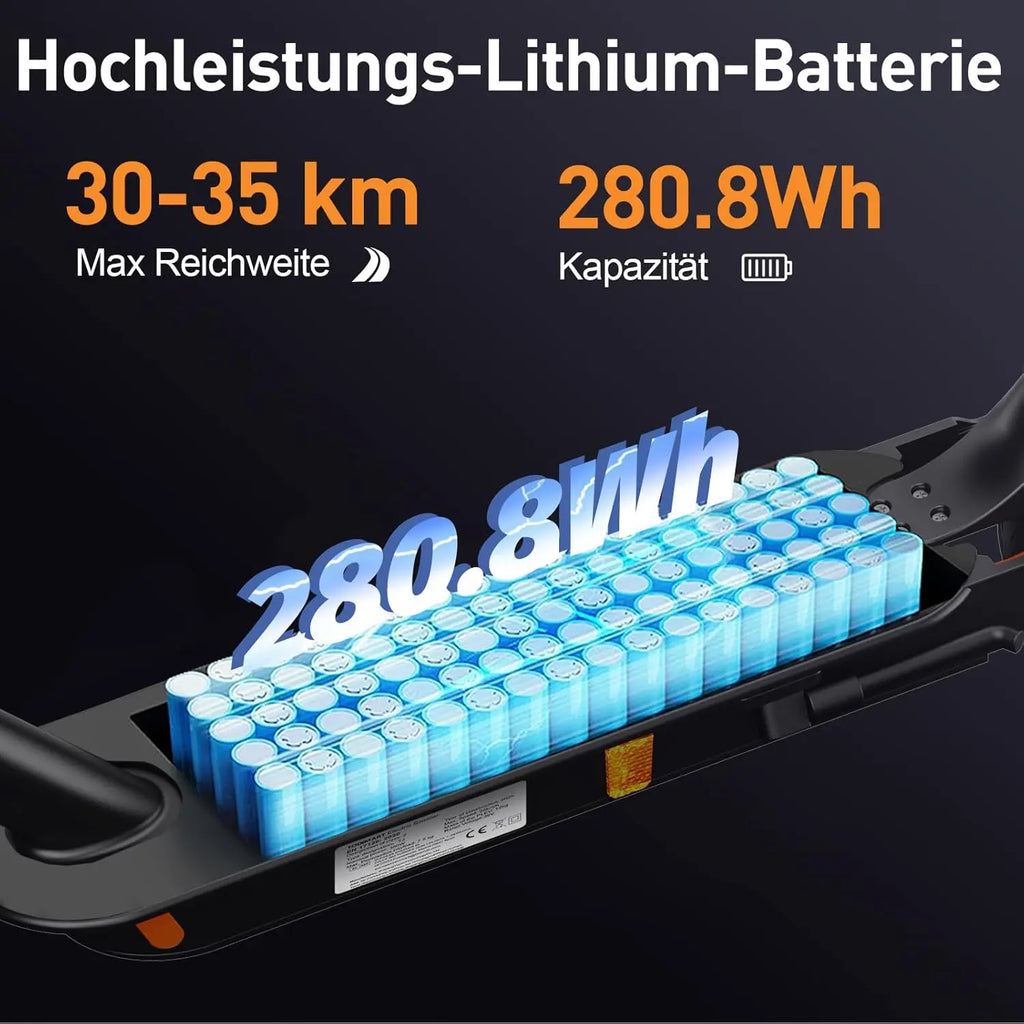 TODIMART T6 ABE e-scooter with road approval, 30 km, 350W, inch tires, Dual shock absorbers, e-scooter for adults