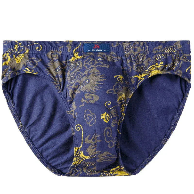 100% Cotton Men's Panties Plue Size Printed Briefs Underwear Loose Lingerie Moisture Absorbent Breathable Underpants