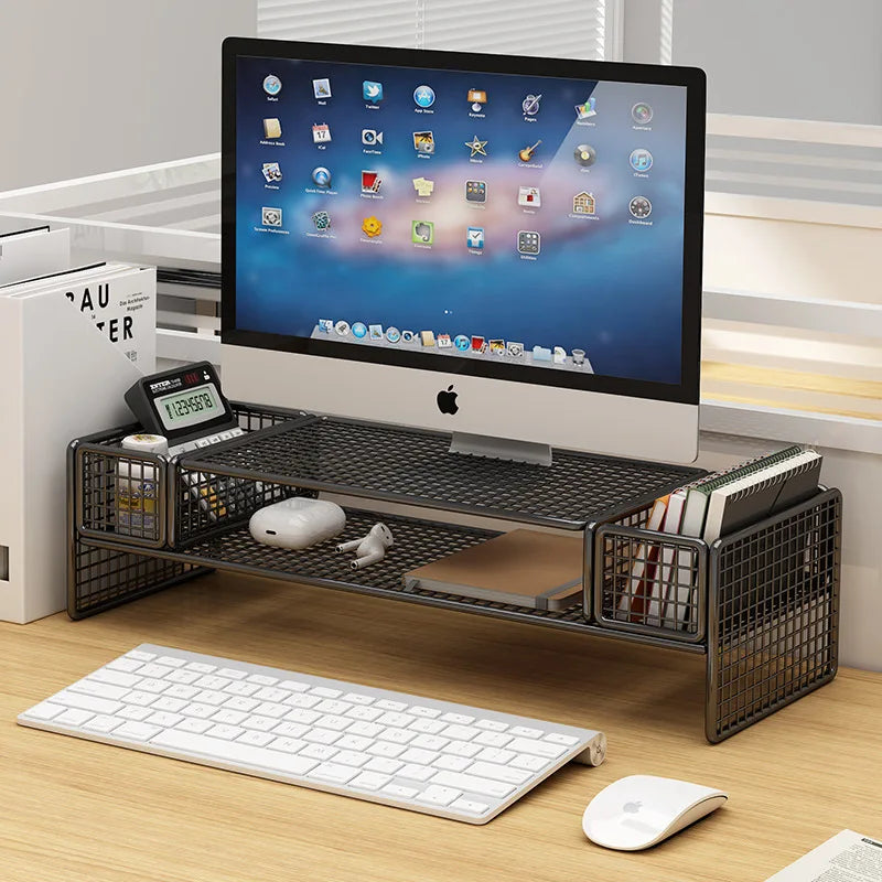 Height Adjustable Computer Stand Desk Monitor Laptop Cooling Rack Suspended Bracket Office Storage Solution