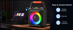 T17-T Karaoke Machine And Bluetooth earphones,Portable Speaker with LED Lights for Kids and Adults,Supports Bluetooth/USB/TF/AUX