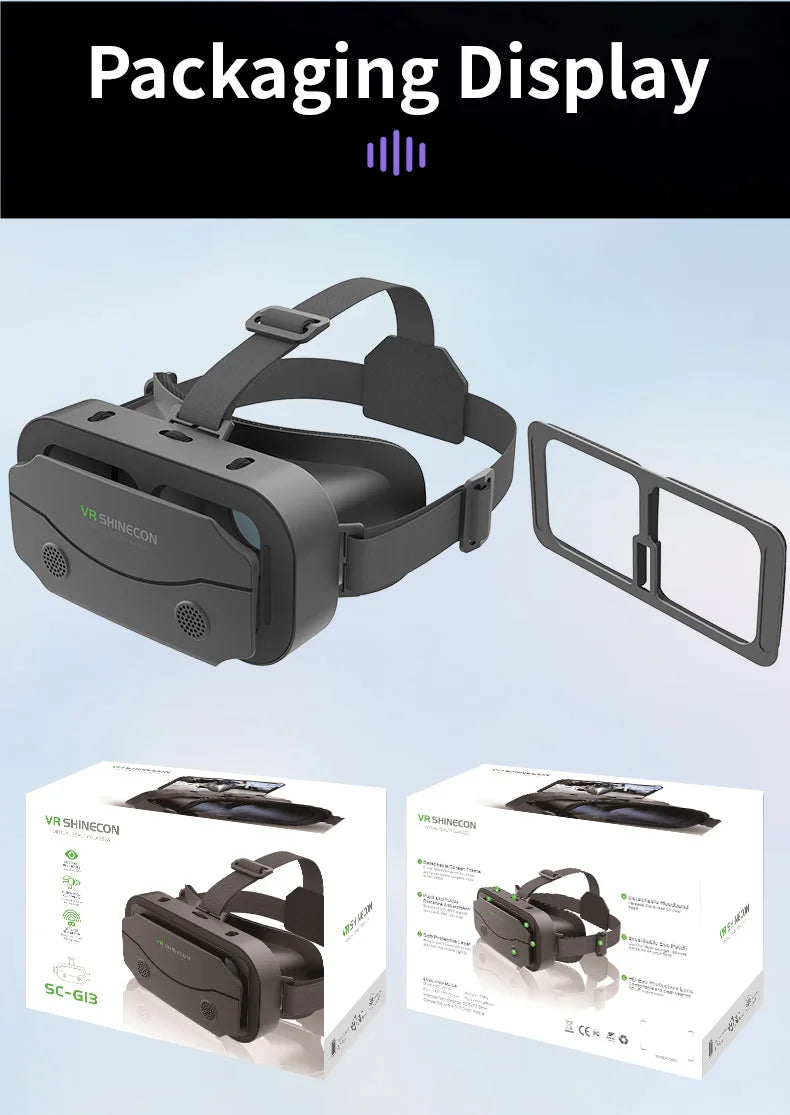 VR Glasses 3D Virtual Reality Headset Devices Helmet Lenses Goggles Smart For Smartphones Phone Cell Mobile Game Viar Viewer Set
