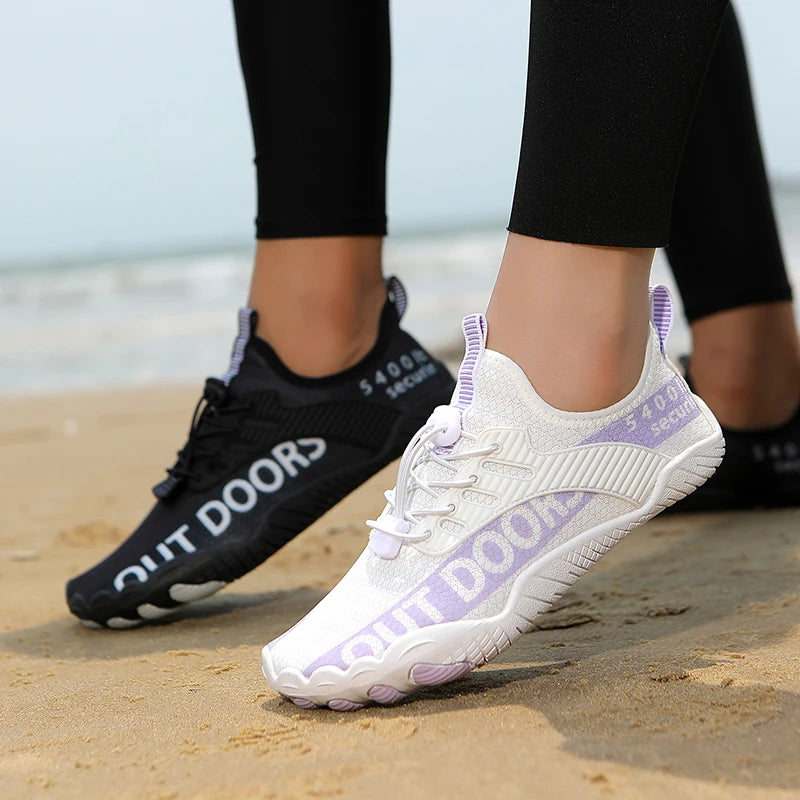 Men Water Sports Shoes Quick Dry Non-Slip Five Finger Shoes Outdoor Wading Swimming Barefoot Aqua Shoes Lightweight Sneakers