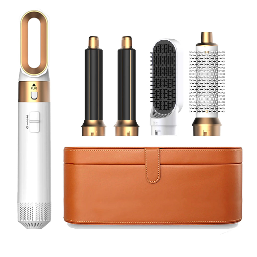 5 In 1 Hair Dryer And Hot Air Comb Brush With Curling Iron Hair Straightener For Fast Drying Curling Straightening And Styling