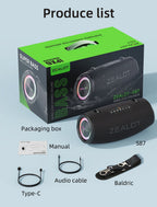 ZEALOT-S87 Outdoor Portable Wireless Bluetooth Speaker 80W High Volume Subwoofer Sound  Performace IPX6 Waterproof camping