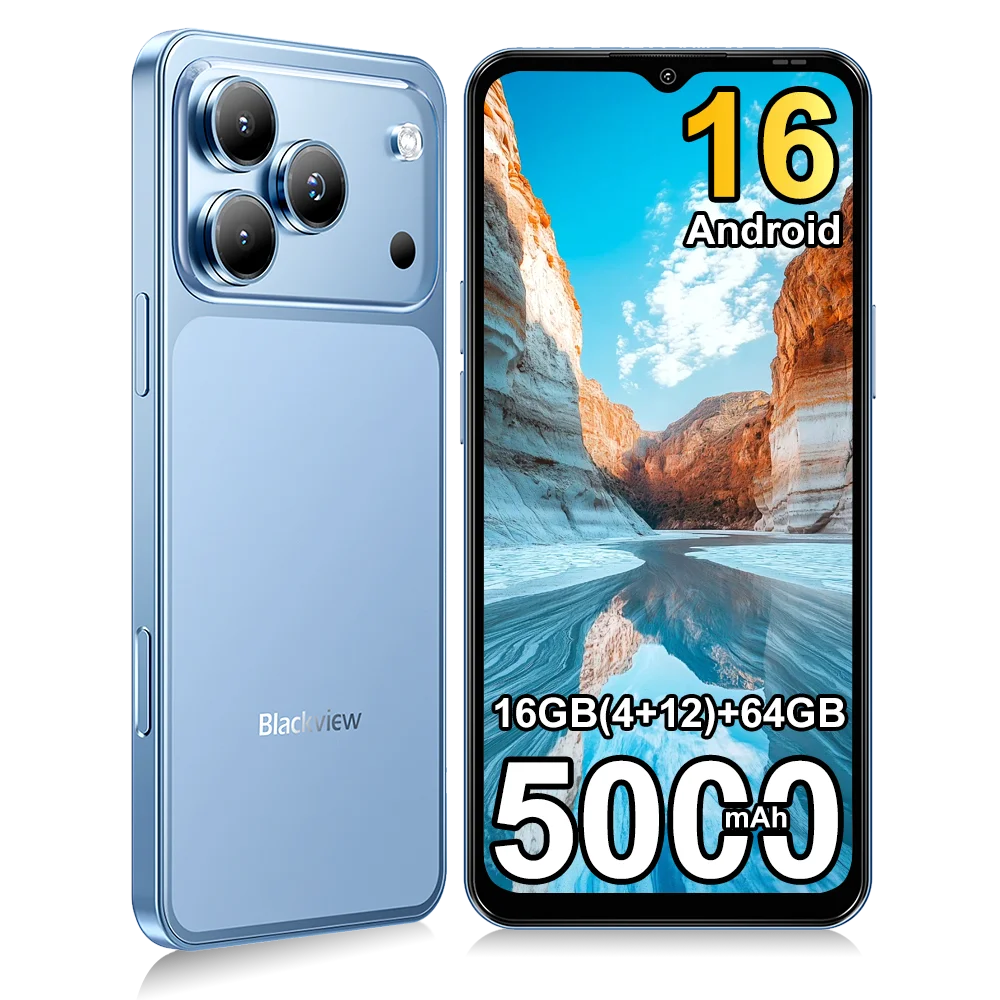 Blackview WAVE 7C Smartphone 6.56'' HD+IPS 5000mAh Battery 16GB(4+12)+64GB Unisoc Cell Phone 32MP+13MP 4G Android 16 Dual SIM