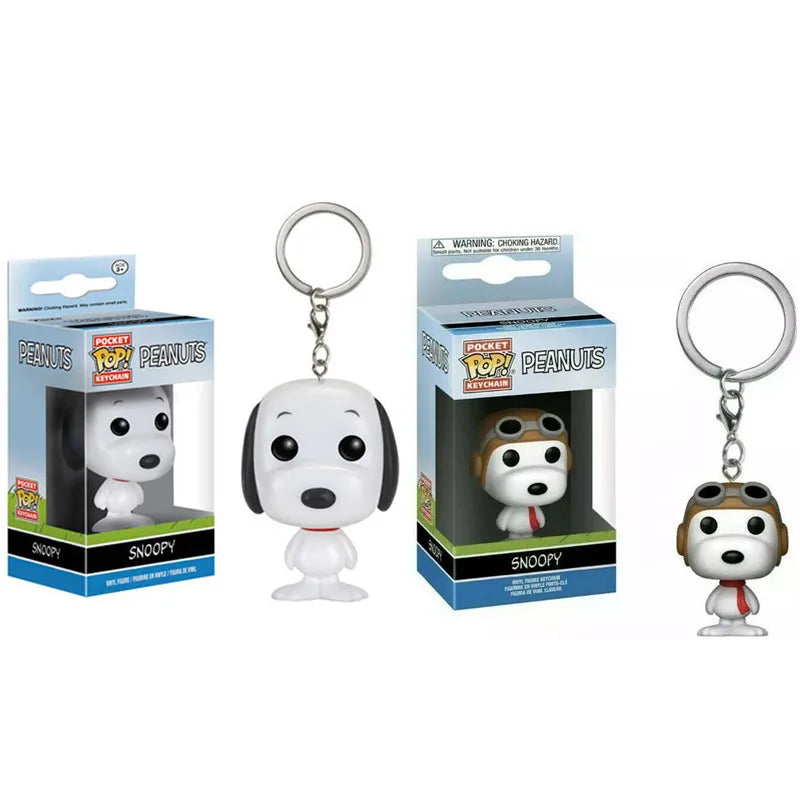 New Arrival FUNKO POP Pocket Keychains Peanuts Snoopy with hat new snoopy Keychain with box Action Figure Toys for Ornaments