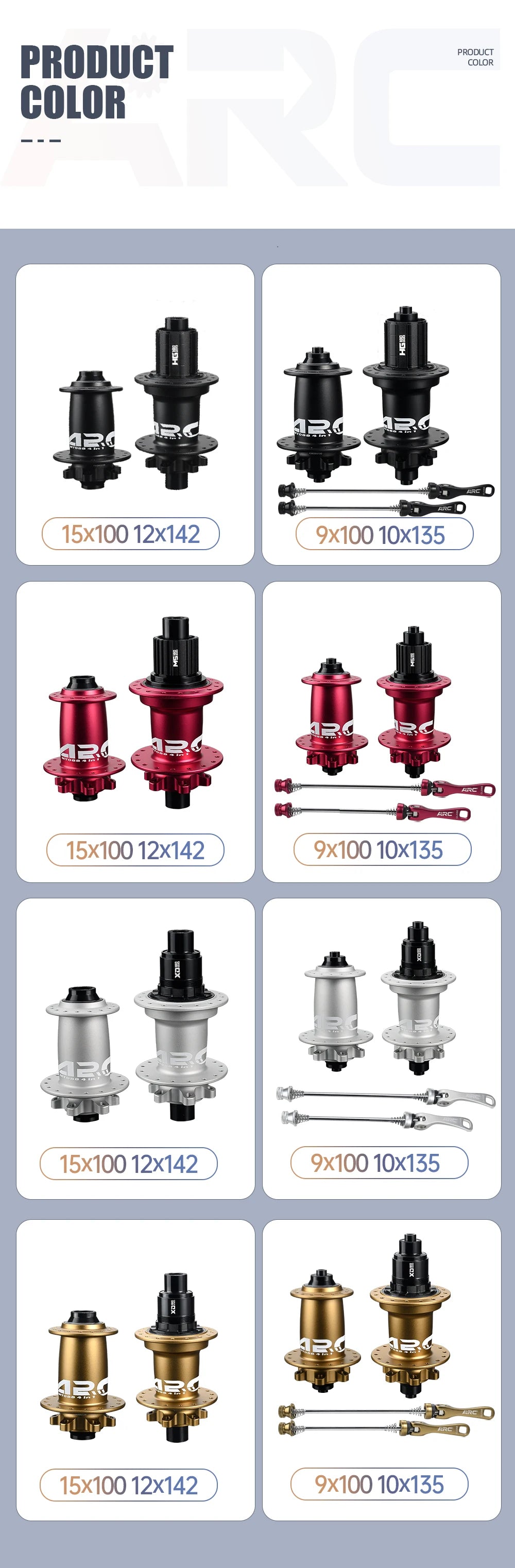 ARC MT088 MTB Hub 6 Pawls 180 Clicks Sealed Bearing Hub Front 9x100 15x100 Rear 10x135 12x142 Bicycle Cube 8 9 10 11 12 Speed