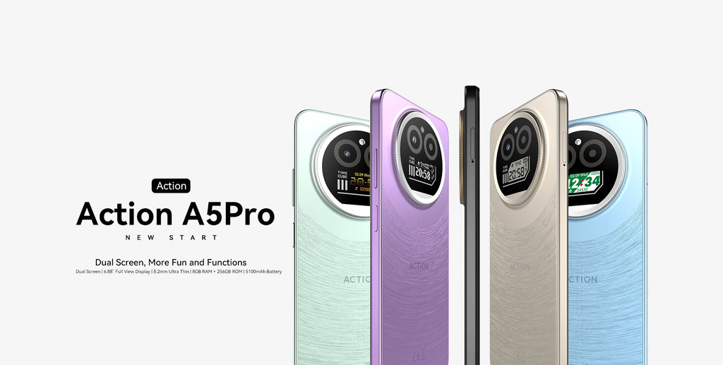 IIIF150 Action A5Pro Phone Android 15 Go Smartphone 12GB RAM 256GB ROM 6.8inch HD+ HAA Display Dual Screen Design 5100mAh Batter