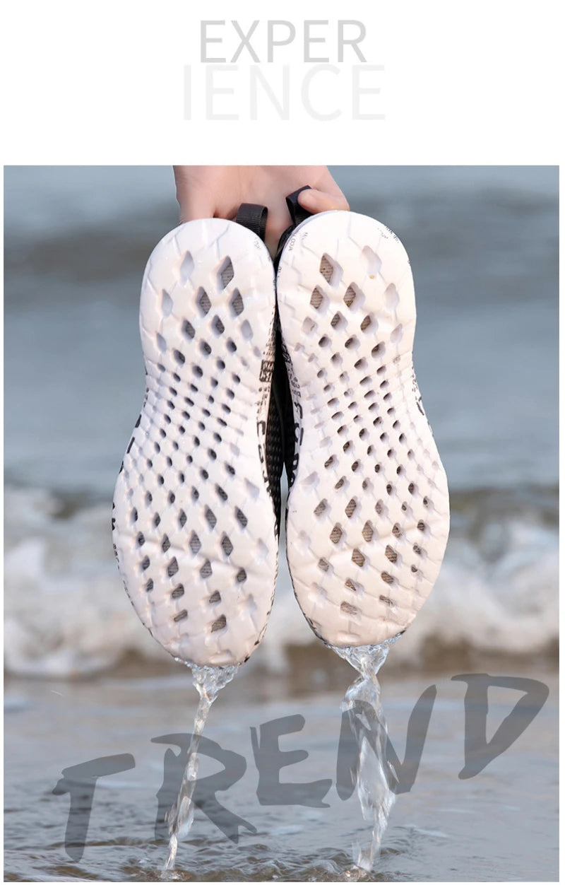 Summer Mens Black Hollow Mesh Sneakers Fashion Breathable Lightweight Casual Walking Shoes Printed Sole Outdoor Sports Footwear