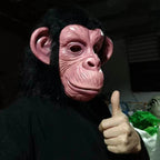 Deluxe Chimp Mask With Hair Novelty Latex Full Head Masks For Halloween Fancy Dress Party Cosplay Monkey Animal Mask