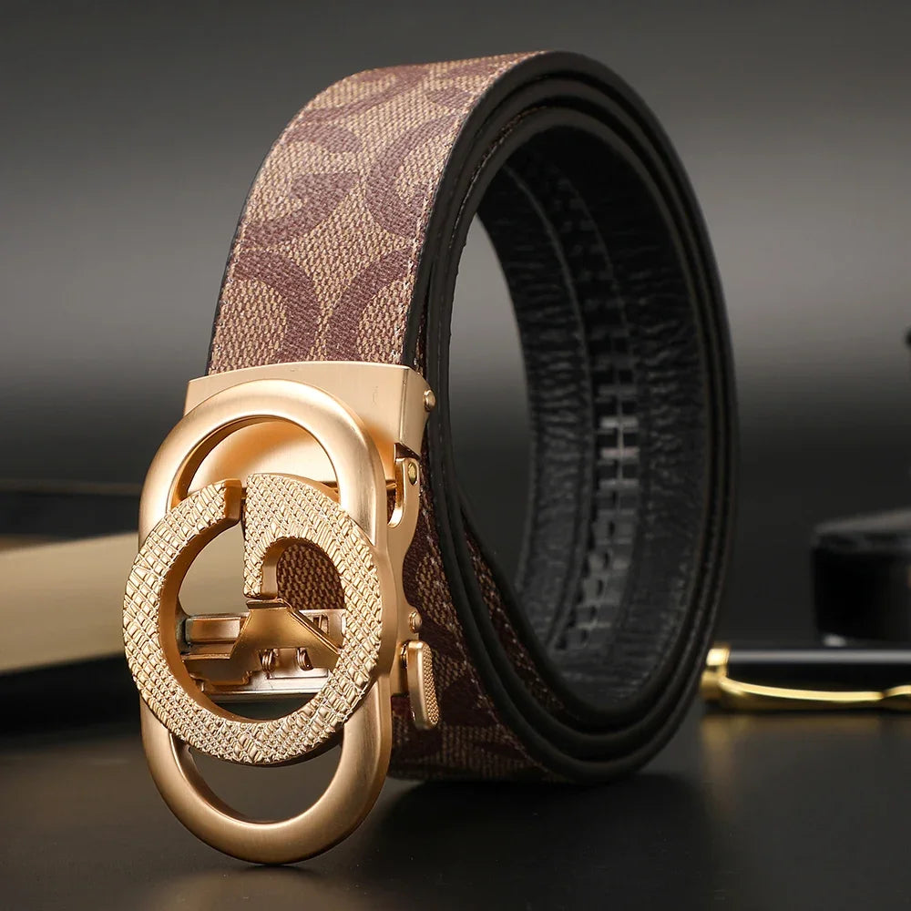 New luxury brand men's leather belt, 3.4 cm width, high-quality belt for women, women's belt design