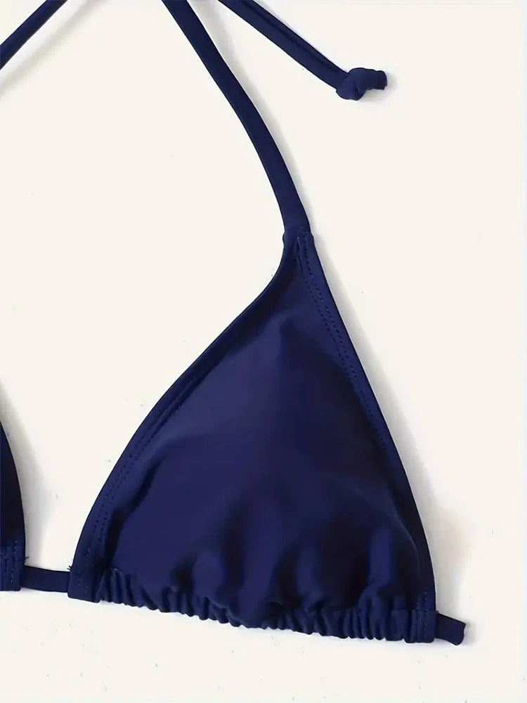 Swimwear Thong Bikini Set Sexy New Navy Blue Swimsuits Woman Sexy Bathing Suits Bikinis Triangle Bandage Female Beachwear Secondary image