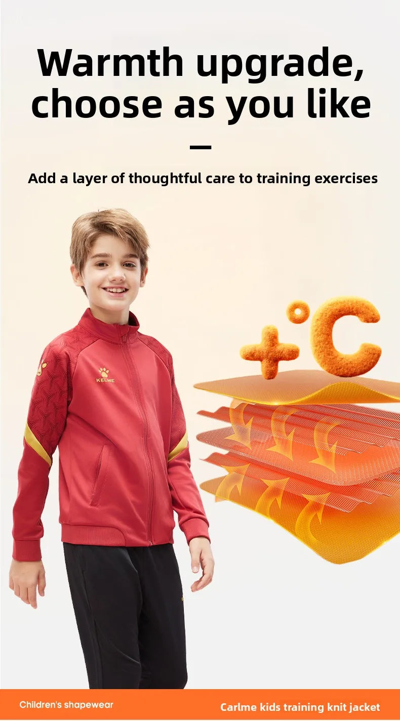 Kelme Children's Sports Jacket Autumn And Winter Knitted Jacket Outdoor Windproof Running Training Suit