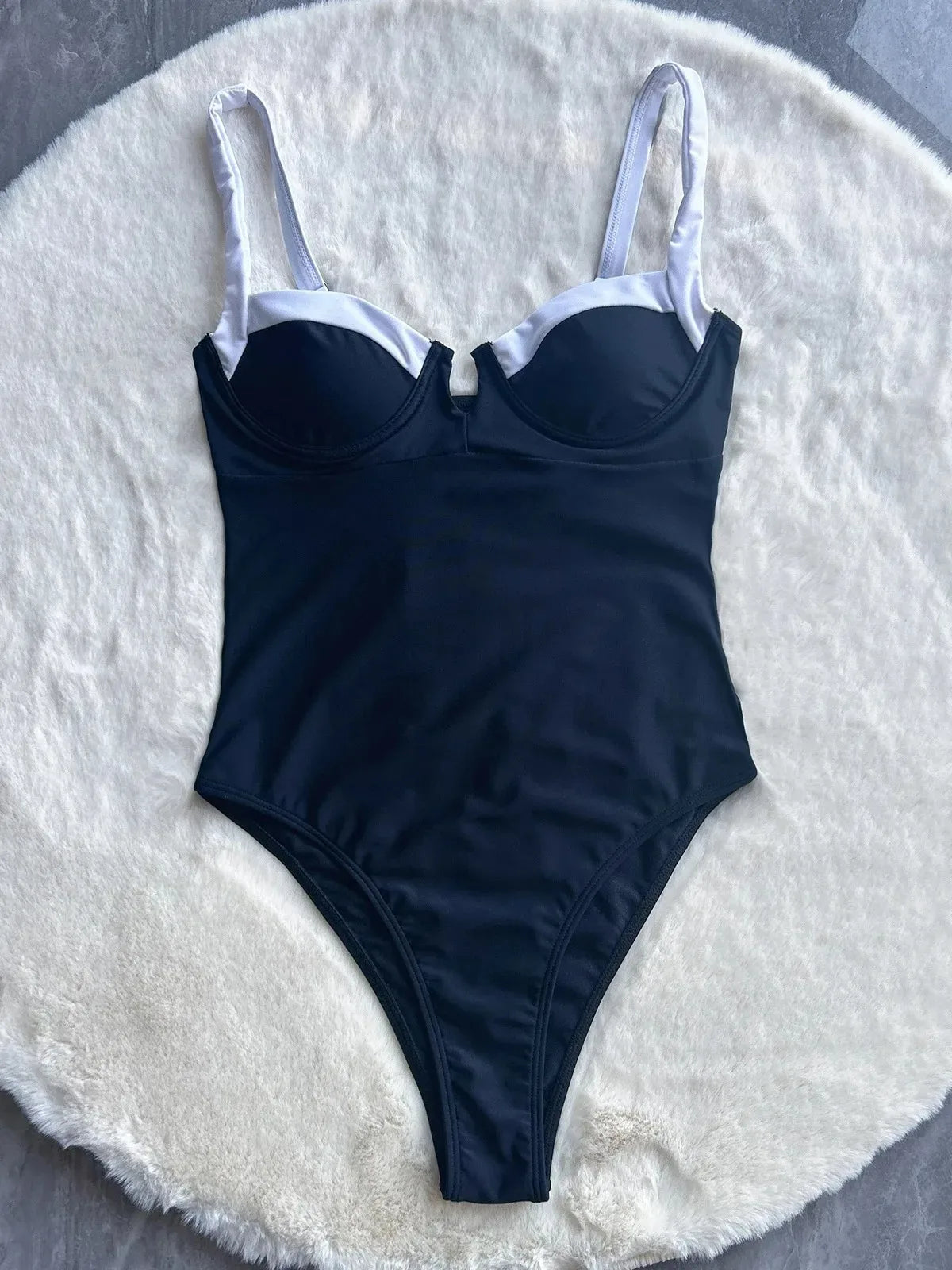 Push Up One Piece Swimsuit For Women Sexy Patchwork Monokini Swimwear 2024 Bathing Suit Beachwear Backless Swimming Suit Bathers