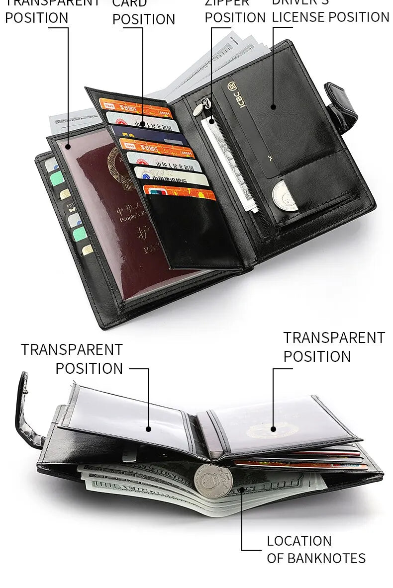 Stylish Travel Passport Bag Multi-Card Card Holder Portable Multi-Function Men's Wallet