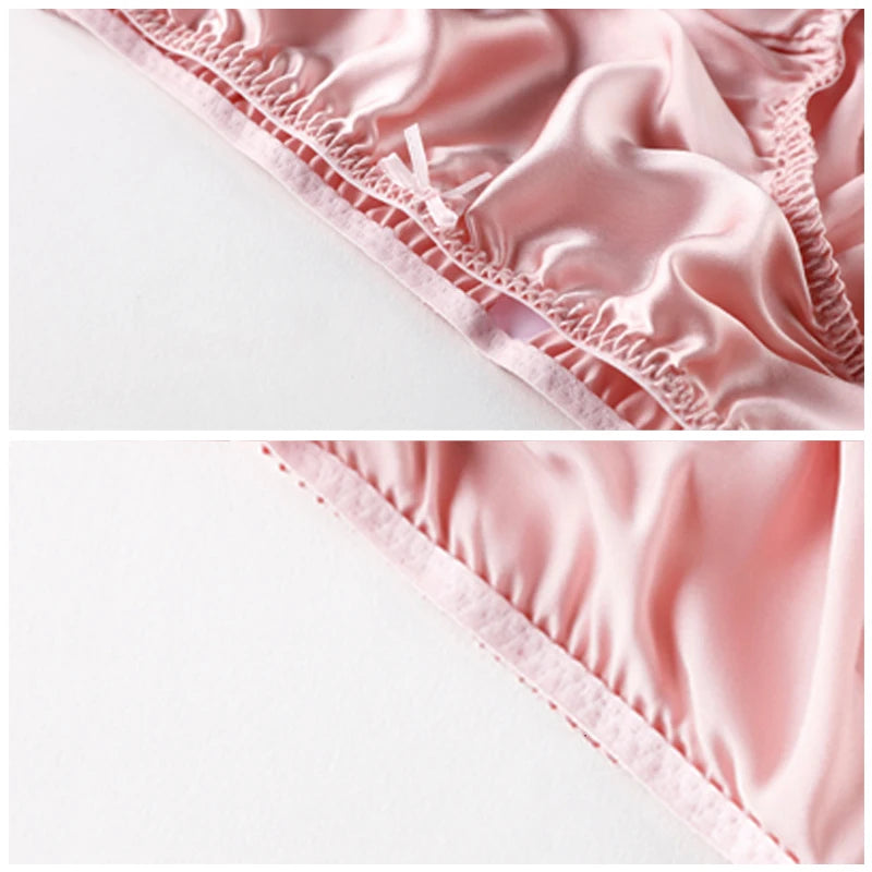 Women'S 100% Mulberry Silky Panties Fashion Lace Brief Large Size Comfortable Breathable Solid Color Lingerie Seamless Underwear Secondary image