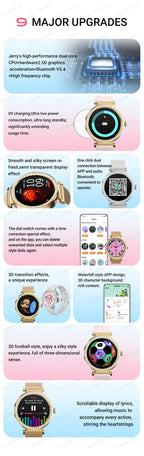 Fashion Zircon Smart Watch 1.46" AMOLED Screen 5.4 Bluetooth Call Heart Rate Temperature Monitoring Women Smartwatch Pedometer
