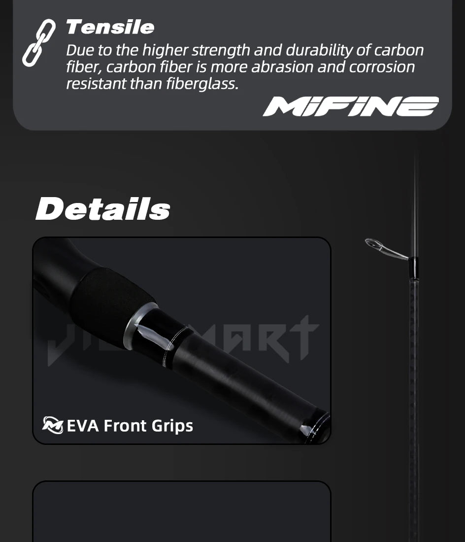 MIFINE JIG SMART SPIN Spinning Rod, Bass Fishing Rods, Lure Weight 4-18g/10-38g Saltwater Freshwater 2.29M