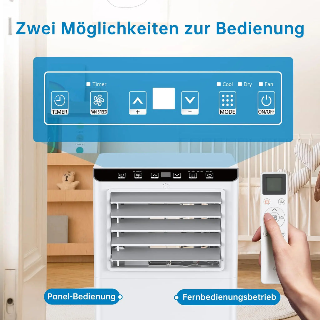 7000 BTU Portable Air Conditioner, 3-in-1 Cooling Dehumidifier & Fan, 2 Speeds, No External Unit, Quiet For Rooms Up To 30 m²