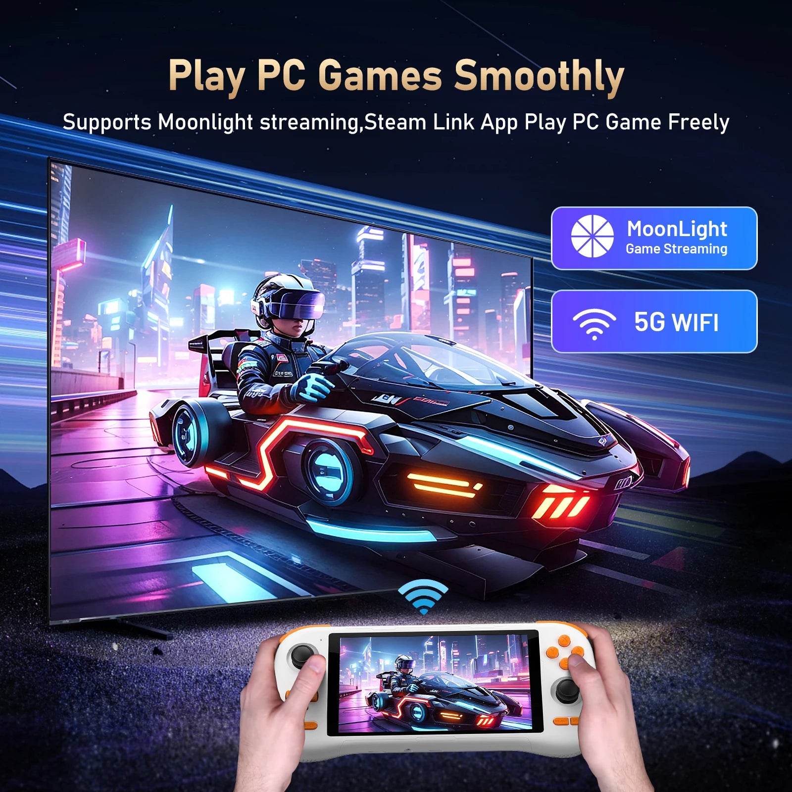K56 Android 14 portable gaming console with 5.5-inch touchscreen and over 50 retro video game emulators for DC/MAME/SS Secondary image