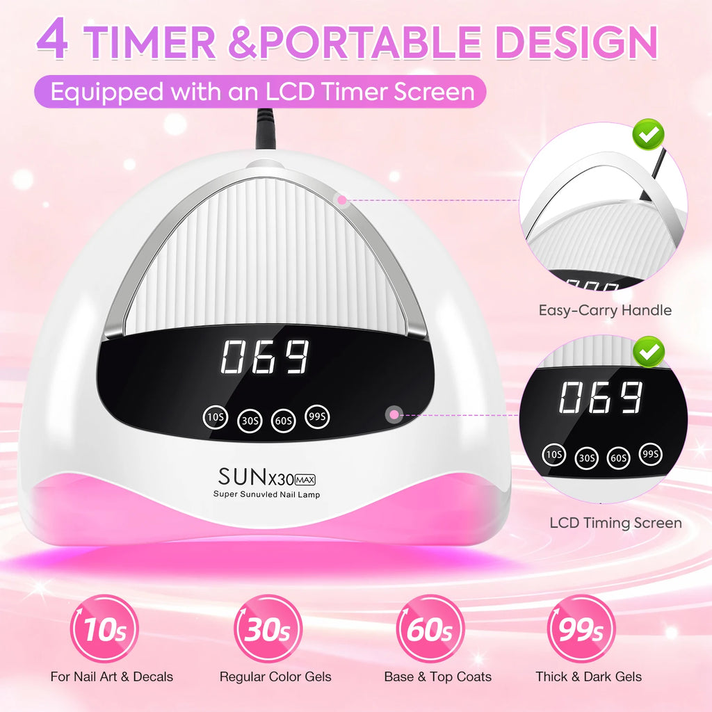 DianaBeauty UV Nail Lamp Portable Nail Dryer with Touch Screen Professional Manicure Lamp with Smart Sensor and Handle Nail Tool