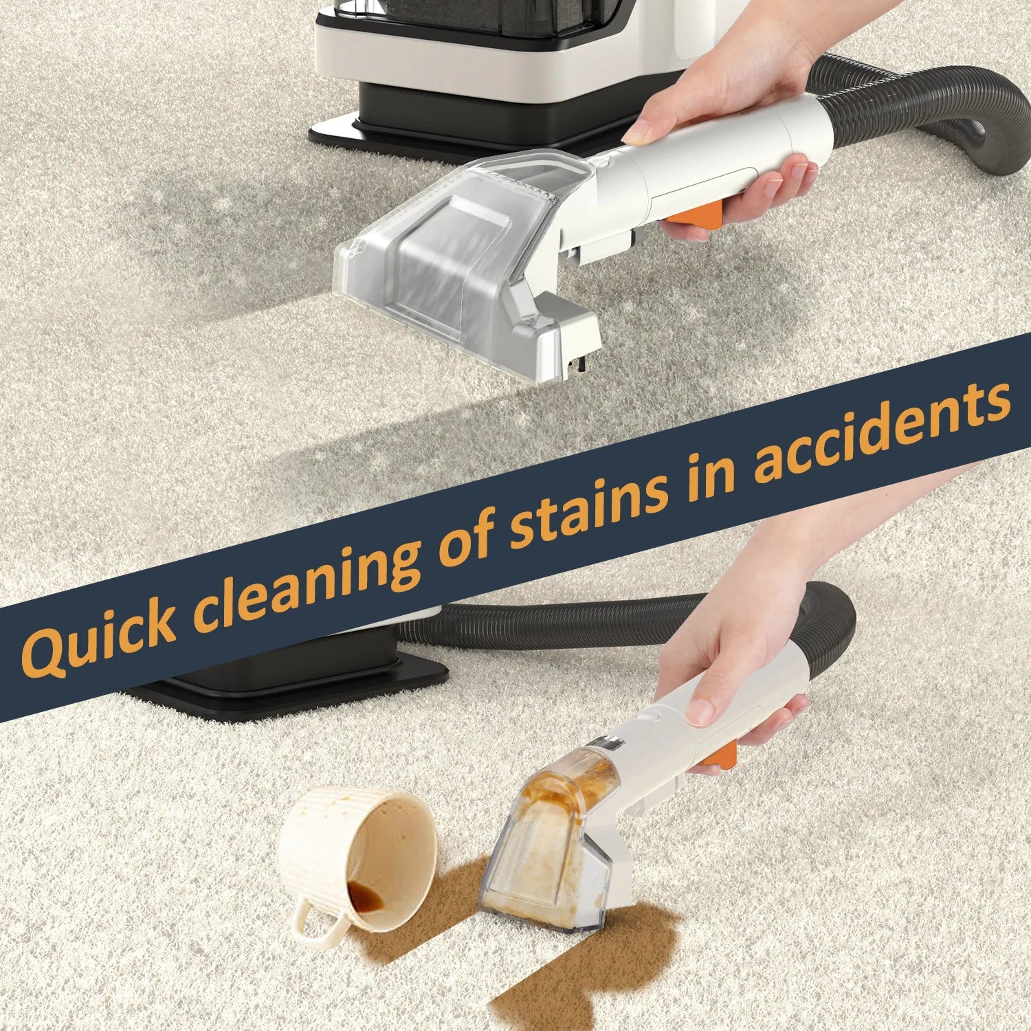 OMESER W05 Handheld Carpet Cleaner 750W 15Kpa Corded Spot Clean Machine Wet Fabric Carpet Sofa Cleaning Pet Portable Car