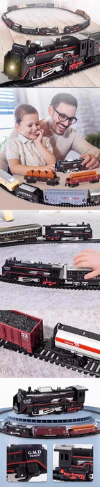 Classical Railway Freight Train Toy Electric Train Track Set with Light Tracks Model Toys for Kids Gift Children Adult Toy