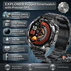 GPS Sports Smartwatch Men Women Swim Waterproof Fitness Tracker 2GB Memory Offline Maps  SpO2 Rugged Outdoor Smartwatch for Men