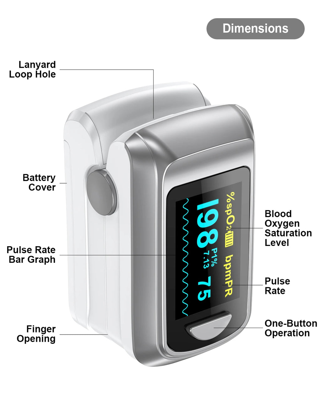 【Local Shipping】HealthTree Finger Pulse Oximeter Blood Oxygen Saturation SpO2 PI Oximetro Oxymeter Bluetooth APP Control