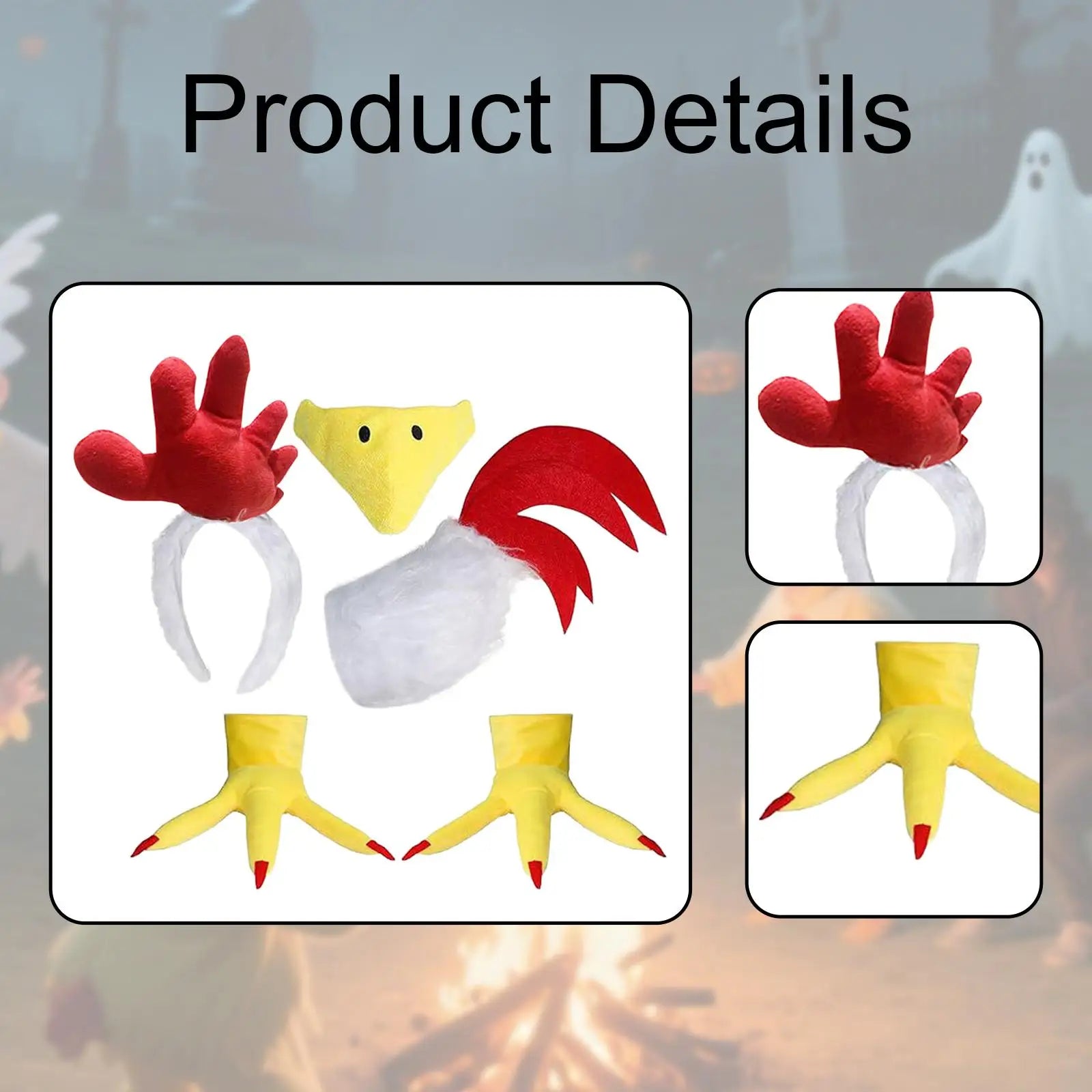 Chicken Costume Kit Eye Catching Novelty Dress up Photo Booth Props Cosplay for Thanksgiving Party Events Performances Pretend