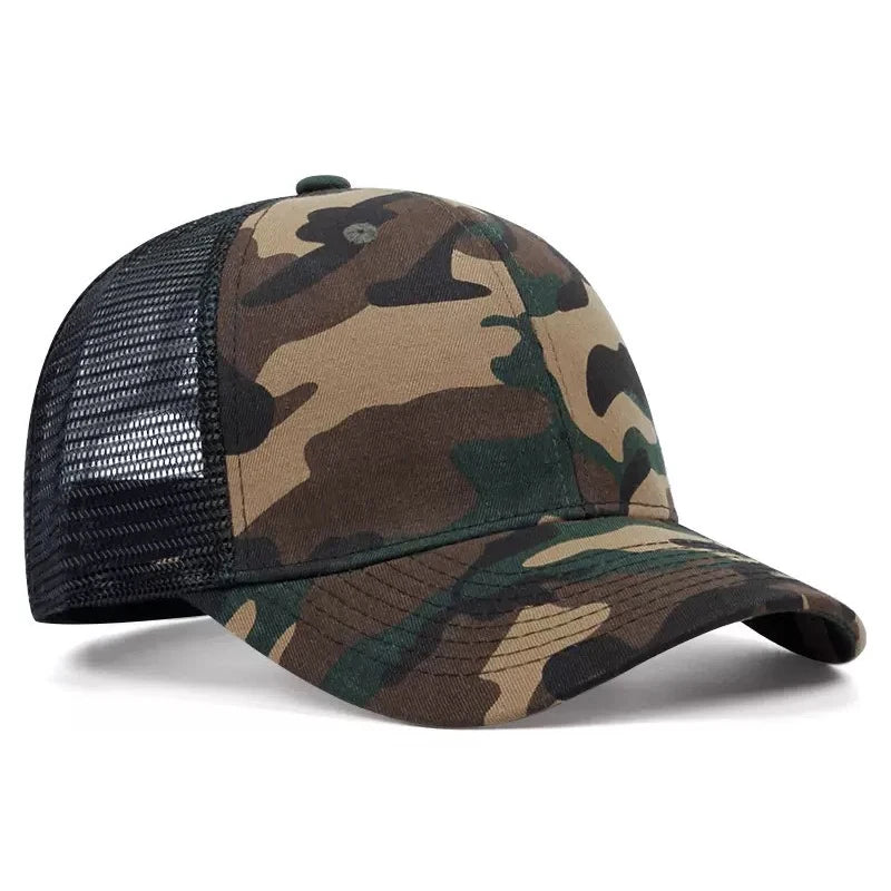 Military Camo Breathable Hard Top Baseball Cap | Wide Brim, Adjustable for Men & Women | Fishing, Hiking, Cycling Sun Hat
