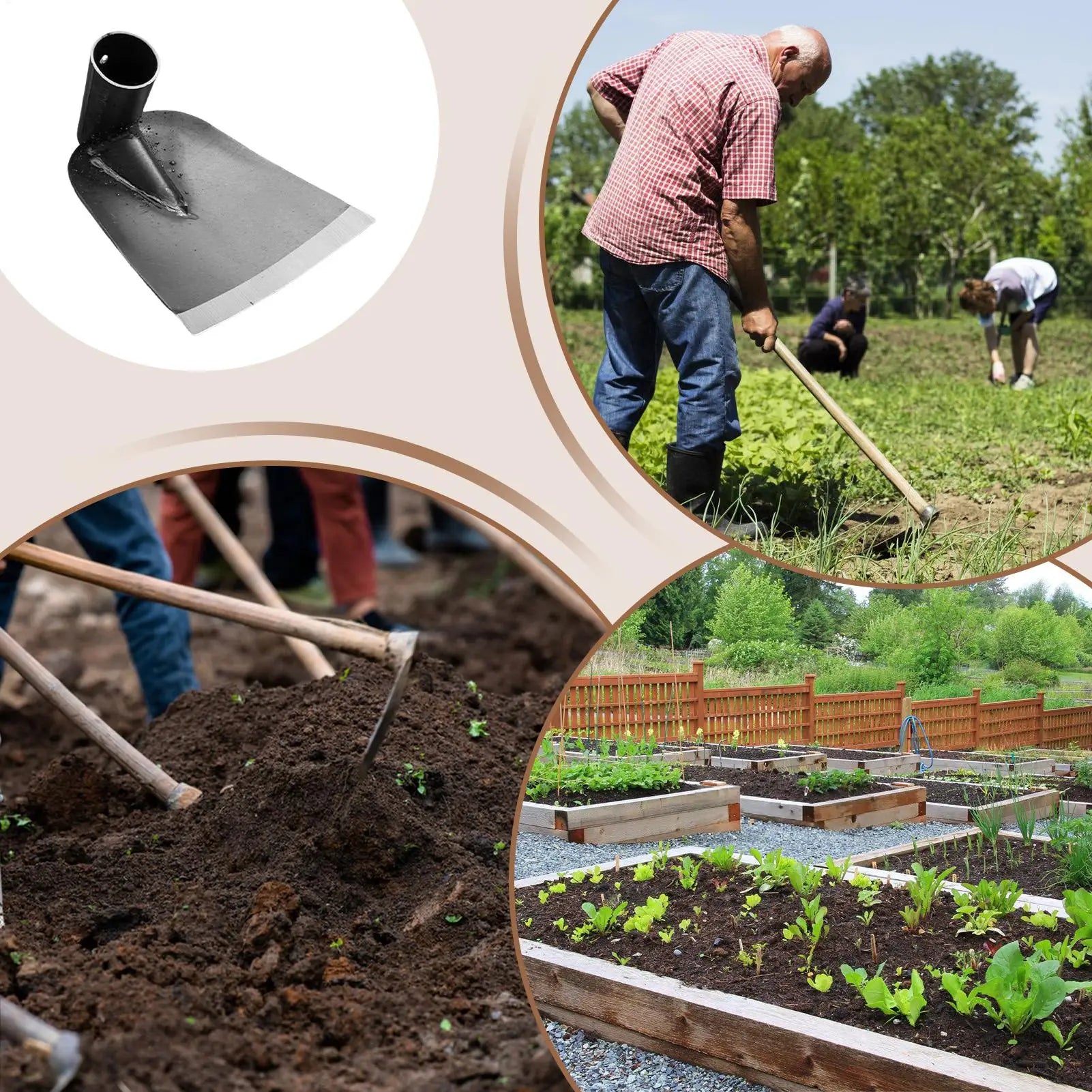Garden Hoe Manganese Steel Garden Hoe for Weeding Heavy Duty Hand Tools Replacement Parts Digging Cultivator for Loosen Land