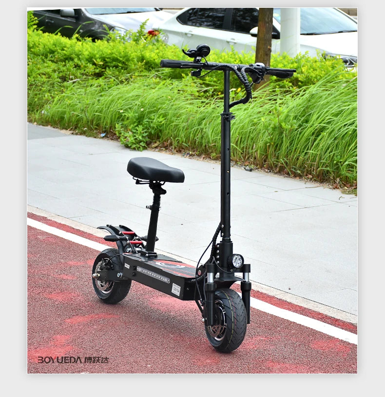 BOYUEDA Q7PRO Electric Scooter 3200W Dual Motor 52V19AH Foldable 10 Inch Tire 70KM/H Max Speed 70KM Mileage with Seat