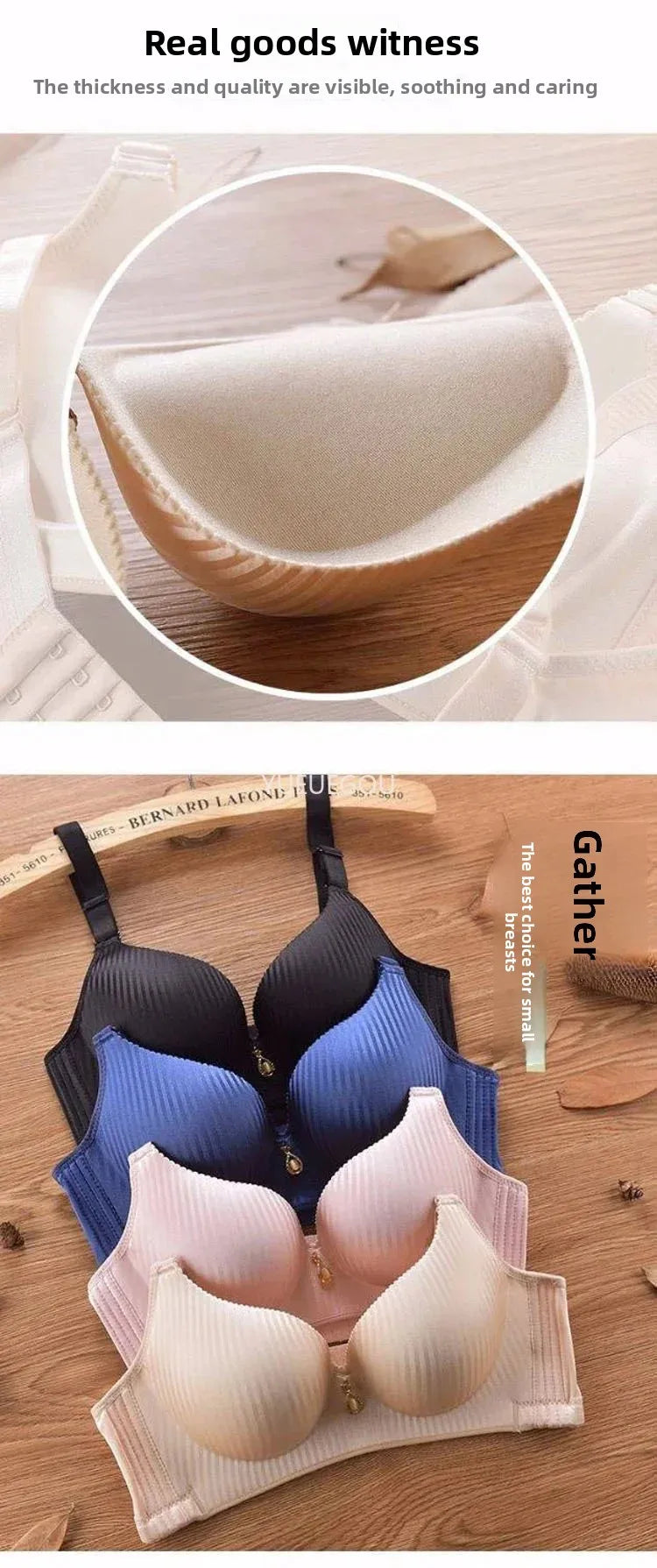 8CM Thick Padded Push Up Bra for Small Chest Seamless Wireless Comfort T-Shirt Bra Natural Lingerie with Adjustable Straps