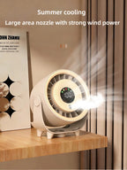 New Misting Fan Humidifying Rapid Cooling Hanging Hole Low Noise Digital Display Button Controlled Speed Fine Absorbable