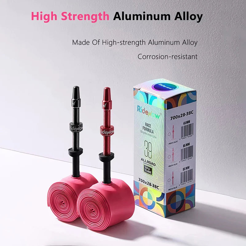 Ridenow Upgraded Metal Nozzle 700c Tpu Inner Tube External Thread Tube 700x18-32c Road Bike Removable Valve Cores Inner Tire