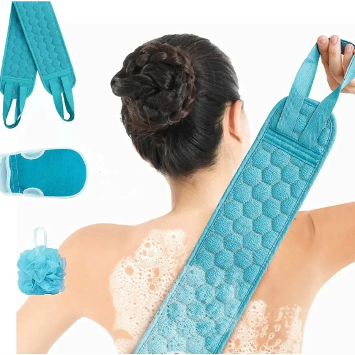 3pcs/set Body Scrubber Back Massage Exfoliating Sponge Bathroom Bath Brush Scrub Shower Brush Body Wash Scrub Bath Supplies Main image