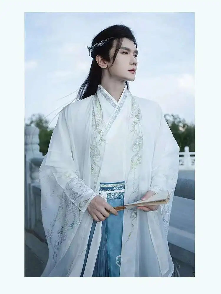 Original Chinese Floral Clouds Hanfu Dress Men Women Traditiional Weijin Period Gradient Costume Niche Fairy Cosplay Clothing