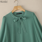Summer Solid Color Blouse 2026 ZANZEA Women Tops Trend Casual O Neck Short Sleeve Blusas Female Elegant OL Work Shirt Mujer