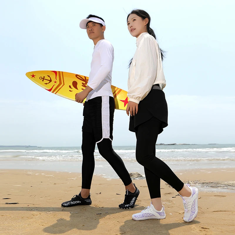 Men Water Sports Shoes Quick Dry Non-Slip Five Finger Shoes Outdoor Wading Swimming Barefoot Aqua Shoes Lightweight Sneakers