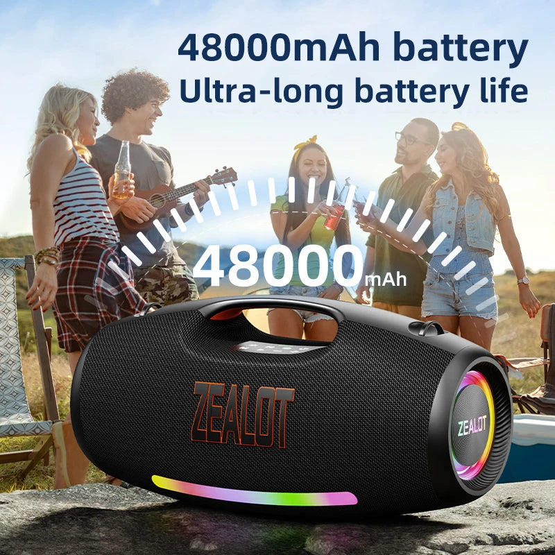 ZEALOT-S89 250W Waterproof Portable Loud Bluetooth Speaker, Wireless Outdoor Boombox SubwooferTriple Passive Radiators-Deep Bass