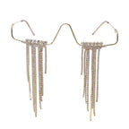 Fashion Tassel Half Metal Glasses Frame for Women Crystal Face Chain Jewelry Eyewear Kpop Makeup Rhinestone Accessory No Lens