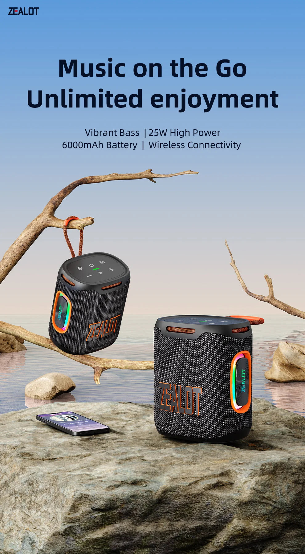 S122 25W Wireless Bluetooth Speaker Outdoor Portable Mini Waterproof Speaker with Light 6000mAh Battery Bass Boost for Outdoor