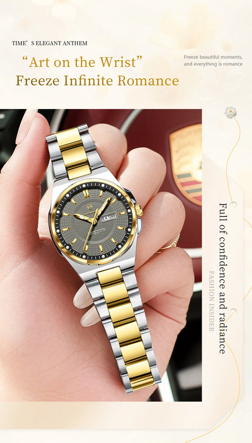 POEDAGAR Fashion Ladies Watch Top Elegant Week Date Woman Clock Quartz Stainless Steel Luminous Waterproof Women's Watches Reloj