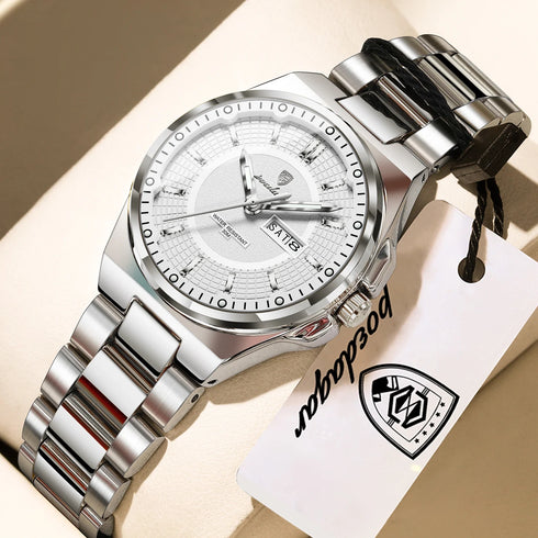 POEDAGAR Fashion Ladies Watch Top Elegant Week Date Woman Clock Quartz Stainless Steel Luminous Waterproof Women's Watches Reloj