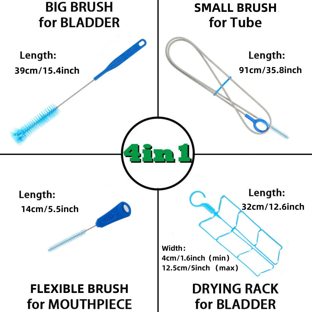 4 in 1 Hydration Water Bladder Cleaning Kit Multifunctional Tube Brush Drying Rack Portable Cleaner Tool for Camp Hike Water Bag Main image